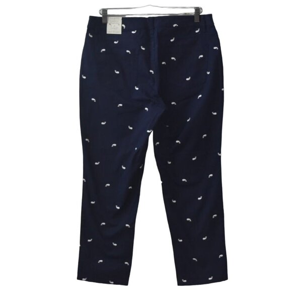 Talbots Simply Flattering Twill Straight Pants Womens 14P Navy Whale 5-Pocket - Picture 2 of 7